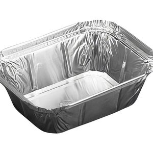 Aluminium bakjes rechthoekig 12.6cm x 10cm x 4.1cm 1vaks 250ml zilver
