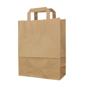 Draagtas papier 26cm x 12cm x 36cm bruin onbedrukt effen bruin 80gr / m2