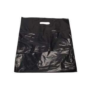 Plastic draagtas gestanst handvat 37cm x 44cm zwart onbedrukt ldpe 50µm