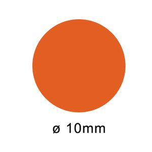 Etiket op rol 10mm oranje 
