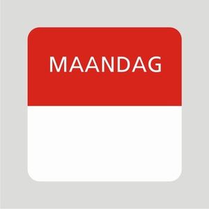 Voedsel etiket 25x25 mm wit permanent (diepvries) opdruk maandag rood