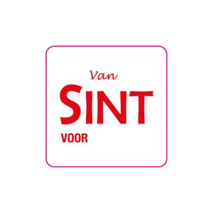 Cadeau etiket vierkant 3x3 cm wit glans opdruk van sint voor glans rood