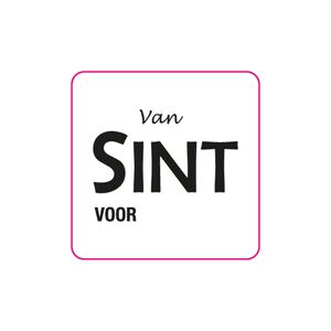 Cadeau etiket vierkant 3x3 cm glans wit opdruk van Sint voor glans zwart
