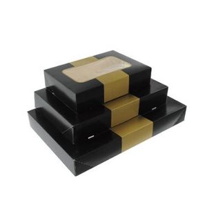 Cateringdoos met venster 46cm x 31cm x 8cm zwart/goud carbo