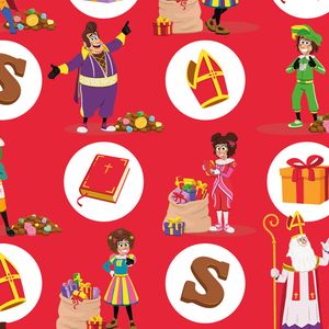 Cadeaupapier sinterklaas 50cm x 200m 002 gecoat papier 70gr / m2