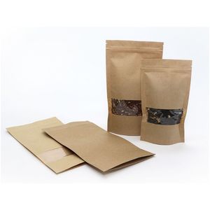 Stazakken 250ml 11cm x 19cm 2x3.2cm bruin met venster gripsluiting & afscheurrand onbedrukt
