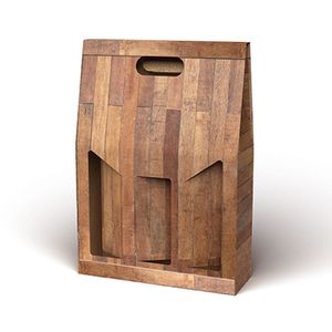 Draagkarton 3 fles bruin teak