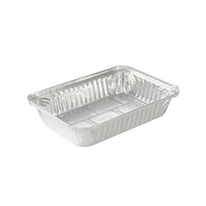 Aluminium bakjes rechthoekig 21.4cm x 15.1cm x 3.8cm 1vaks 900ml zilver