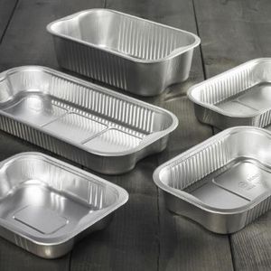 Aluminium bakjes rechthoekig 23.4cm x 13.8cm x 4.3cm 1vaks 964ml zilver