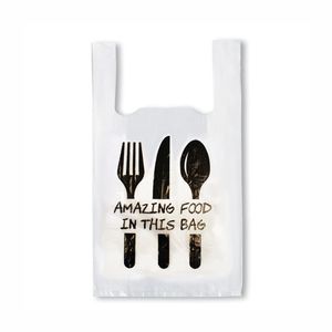 Hemddraagtas 27cm x 6cm x 48cm wit Amazing food hdpe 16µm geblokt