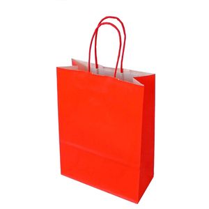 Draagtas papier 32cm x 12cm x 41cm rood onbedrukt gebleekt kraft 100gr / m2
