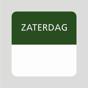 Voedsel etiket 25x25 mm wit permanent (diepvries) opdruk zaterdag groen