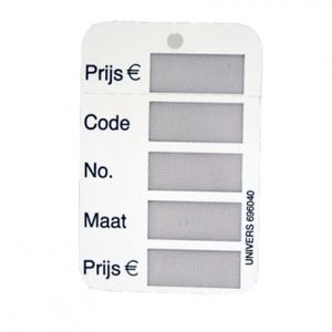 Confectie label op rol 40mm x60mm wit