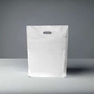 Plastic draagtas gestanst handvat 37cm x 44cm wit onbedrukt ldpe 50µm