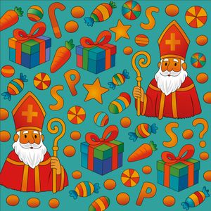 Cadeaupapier sinterklaas 30cm x 100m 008 gecoat papier 70gr / m2