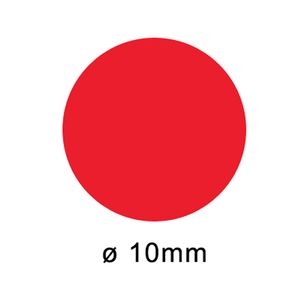 Etiket op rol 10mm rood 