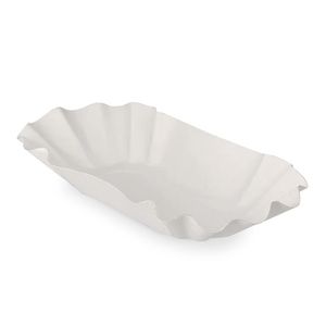 Rechthoekige schaal vetwerend karton 10.5cm x 17.5cm wit