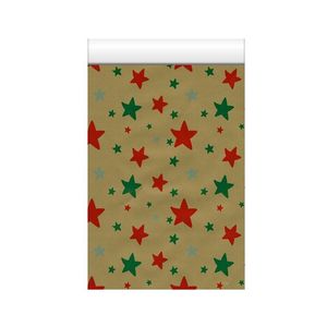 Cadeauzakjes glans wit 12cm x 19cm goud kerst 80gr / m2