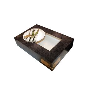 Cateringdoos met venster 46cm x 31cm x 8cm grijs/zwart greystone