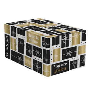 Pakketdoos B 390mm x 290mm x 130mm goud/zwart golden gift