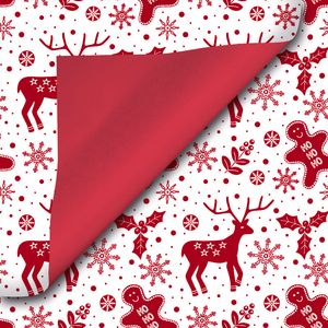 Cadeaupapier kerst 50cm x 200m 091 gecoat dubbelzijdig papier 70gr / m2