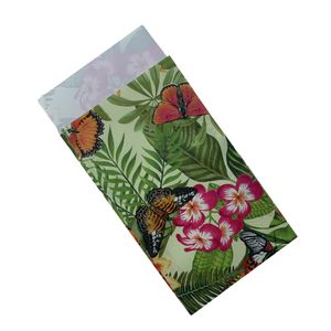Cadeauzakjes gecoat papier 7cm x 13cm groen/geel bloemen 80gr / m2